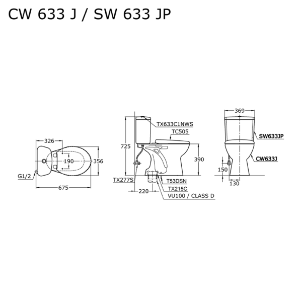 TOTO CW 633 (TC505-633-1Z) WHITE CLOSET MONOBLOK - Image 2